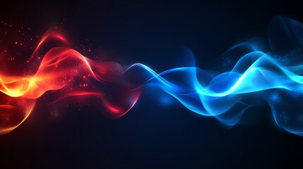 Abstract red blue fire ice waves energy flow