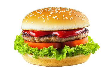 Juicy burger studio shot, white background, food photography, menu use