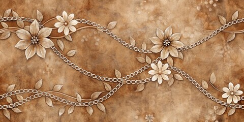 Elegant Floral Chain Design on Textured Background with Delicate Accents