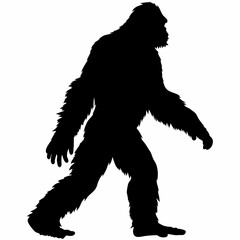 Fototapeta premium A large black and white drawing of a Bigfoot. The drawing is of a large animal with a long tail and a large head