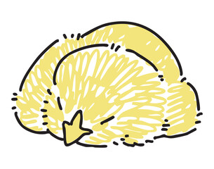 眠っているヒヨコの手描きイラスト © kayo