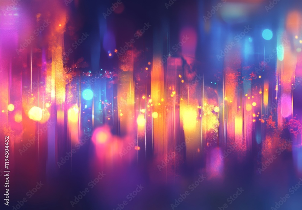Poster colorful light patterns create an abstract background with vibrant vertical lines and glowing dots i