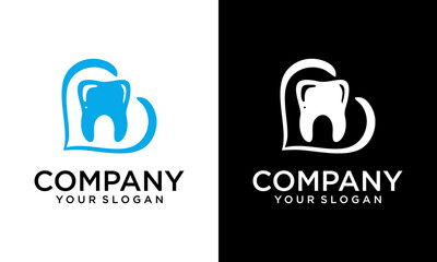 dental logo design with love symbol