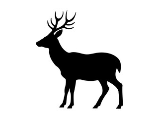 deer icon vector, flat vector illustration silhouette isolated on white background	