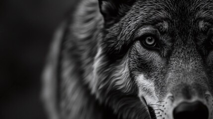 Fototapeta premium Black and white photography close up wolf portrait