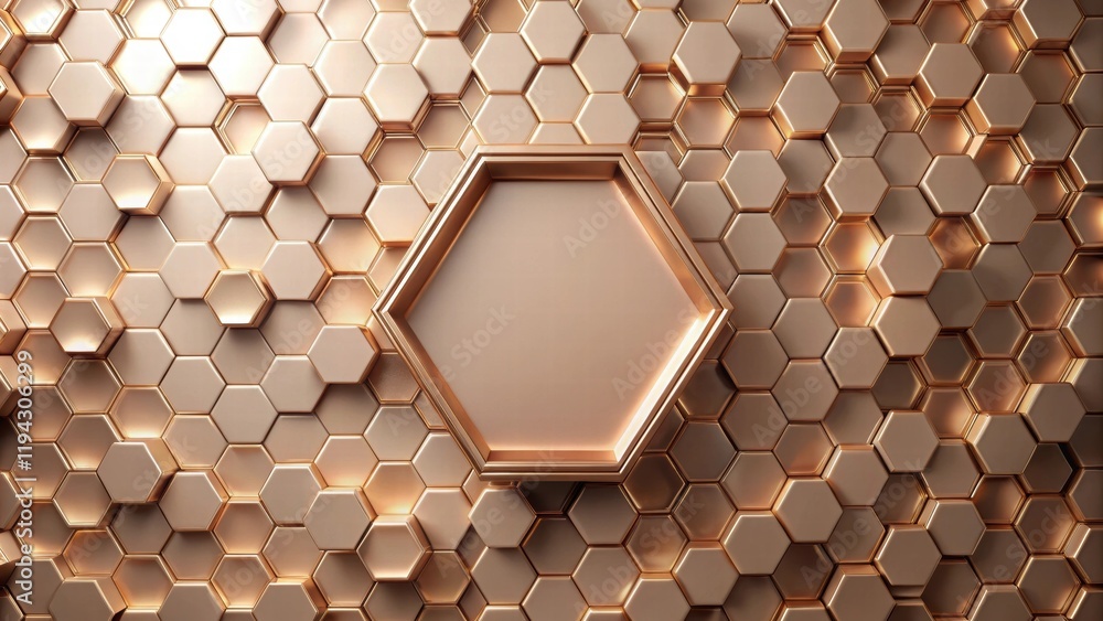 Leinwandbilder abstract bronze hexagon pattern background with central frame