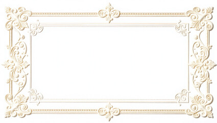AI generative. Elements of ornate vintage frames. Border beige swirls motifs on white background. Design for wedding invitations, greeting cards, royal certificates., food menu. 81