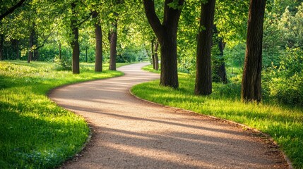 Serene Pathway Through Lush Green Park
