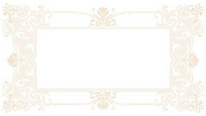 AI generative. Elements of ornate vintage frames. Border beige swirls motifs on white background. Design for wedding invitations, greeting cards, royal certificates., food menu. 88
