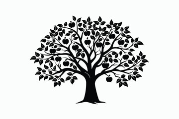 Fototapeta premium apple tree black silhouette color A.eps