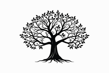 black color line art tree silhouette  H.eps