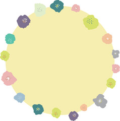 北欧風のお花のフレームD03　円形フレーム