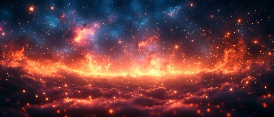 Fototapeta premium Fire and Clouds Floating in Space