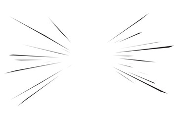 Speed lines manga effect. Comic motion element. Radial burst and flash perspective lines. Boom graphic of explosion. Abstract roar force and scream with sparks. Superhero power