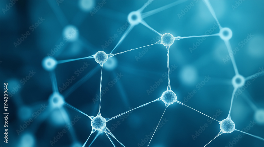 Poster network of connections: abstract image depicting a network of interconnected nodes, resembling neura