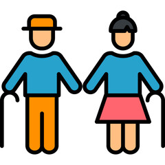 Grandparents lineal color icon