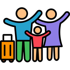 Family Travel lineal color icon