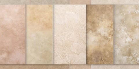 High-Resolution Neutral Tones Texture Collection Featuring Five Unique Stone and Plaster Backgrounds Ideal for Design Projects and Artistic Endeavors