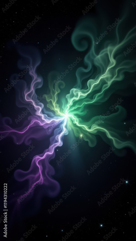 Poster a mesmerizing space-themed abstract background with glowing stars and nebulae.