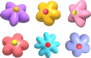 3d render collection of flowers. Set of flower illustration. Design element, nature icons.