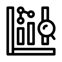 Magnifying Glass Over Graph line icon