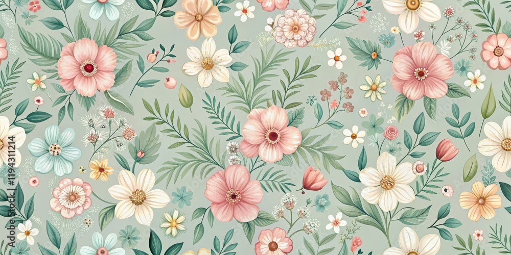 Poster pastel floral pattern a delicate and elegant botanical design featuring soft hues and intricate deta
