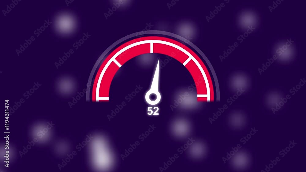 Poster animation of car dashboard speed rpm meter icon animation. speedometer or indicator conceptual anima