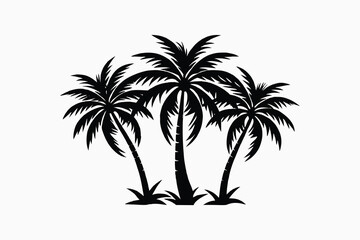 three palm tree clipart silhouette A.eps