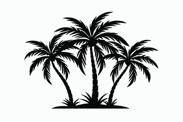 three palm tree clipart silhouette 