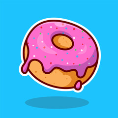 illustration cute cartoon pink donut
