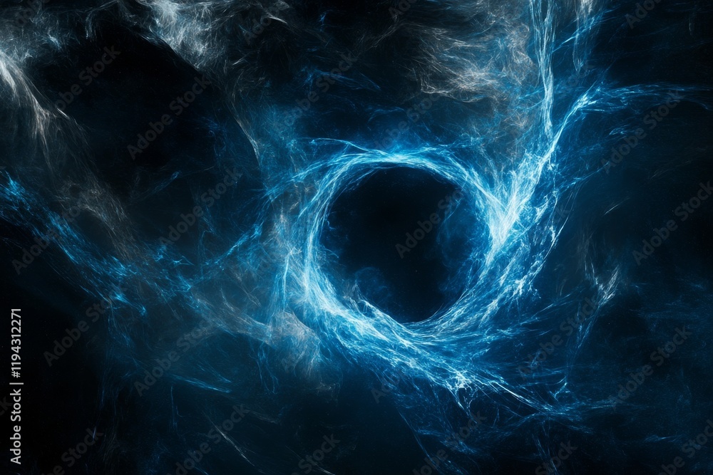 Poster colorful flame and electric blue circle creating a dynamic visual effect in a dark background enviro