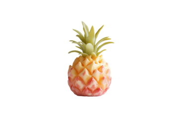 Studio-shot carved pineapple, white background, food styling