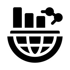 Globe with Graph glyph icon