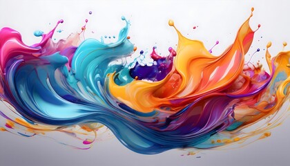 abstract colorful background, Mix color liquid splashes, swirl and waves with scatter drops. paint, oil or ink splashing dynamic motion,