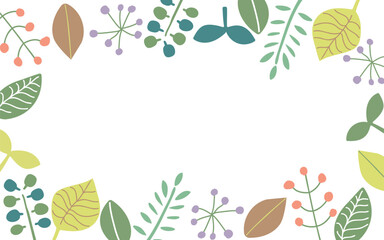 北欧風のお花のフレームE07　葉っぱの四角いフレーム