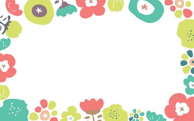 北欧風のお花のフレームE06　お花の四角いフレーム