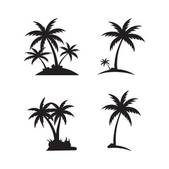  Silhouettes of Tropical Palm Trees summer vectors bundle design