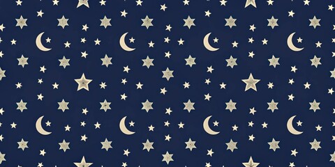 Night Sky Pattern Celestial Design with Moons and Stars