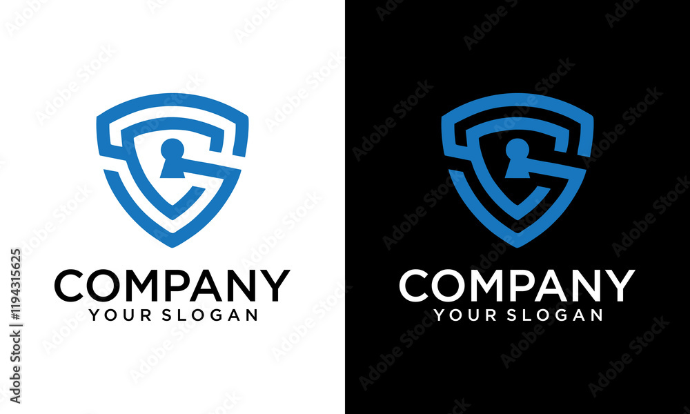 Fototapete abstract linear letter initial sc cs shield logo icon design modern minimal style illustration vecto