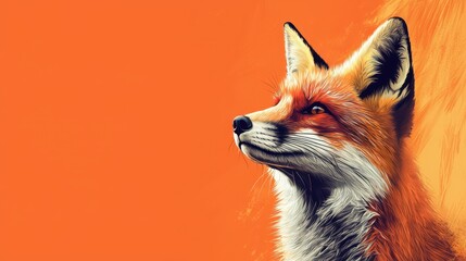 Obraz premium Admiring a majestic fox portrait natural environment digital art vibrant orange background