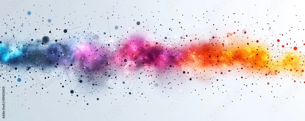 Poster abstract network and connections with vibrant color gradients