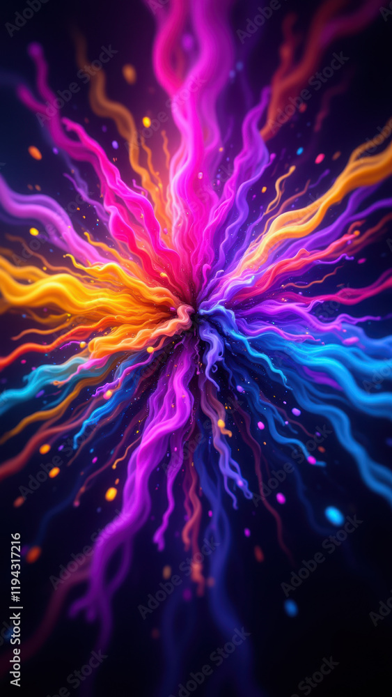 Aufkleber vibrant abstract background with colorful swirls and sparks emanating from a central point.