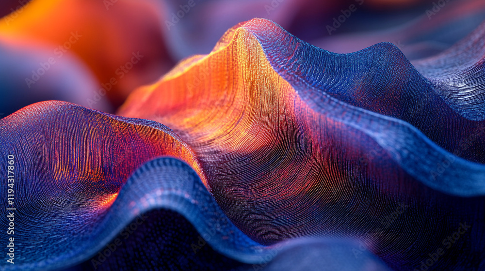 Poster colorful undulating patterns create a surreal landscape in vibrant hues and textures