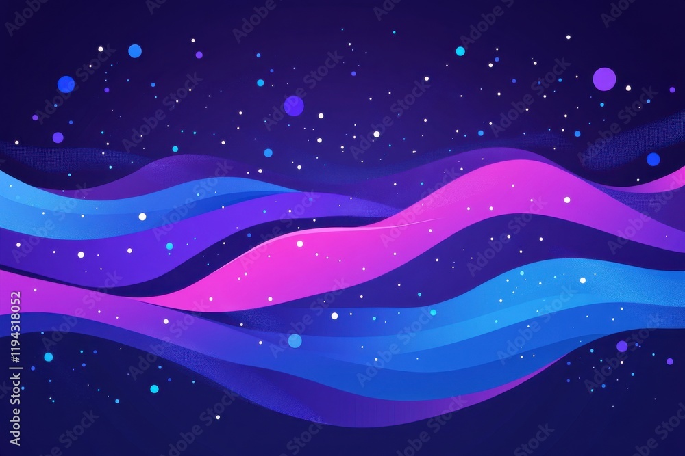 Poster abstract purple and blue background with flowing wave patterns