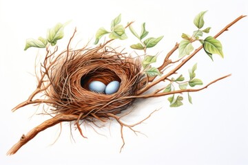 Tree branch nest drawing plant.