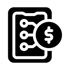 Mobile banking glyph icon