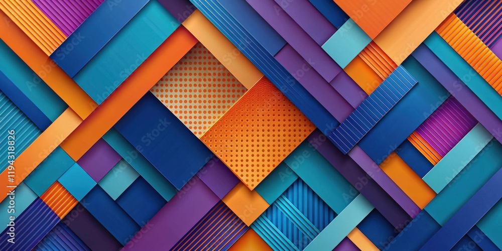Poster abstract geometric pattern with vibrant color layers and textured elements