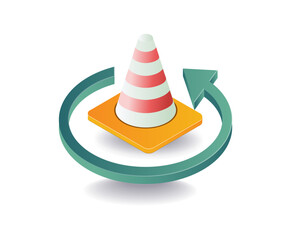 Traffic cone with rotating arrow symbol