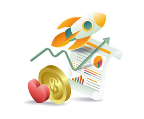 Rocket launch symbol of business development