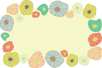 北欧風のお花のフレームF01　お花の四角いフレーム